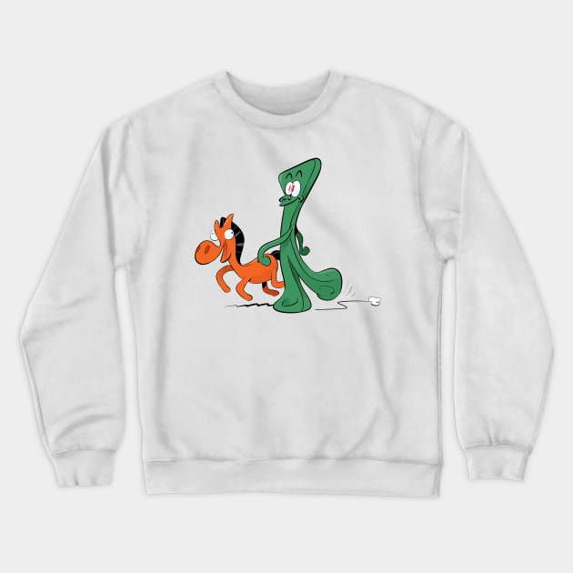 Gumby and Pokey Crewneck Sweatshirt by FanartFromDenisGoulet